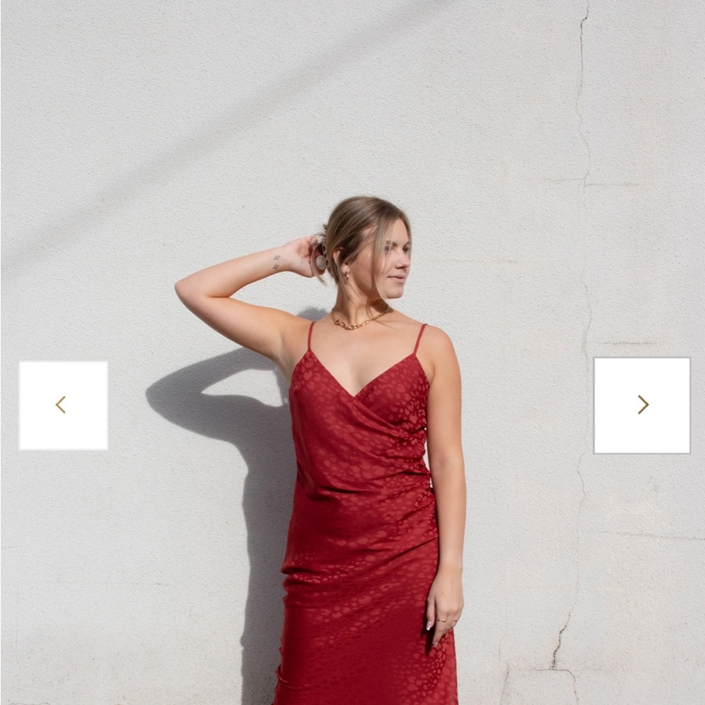 Sage Rust Draped Midi Dress Medium